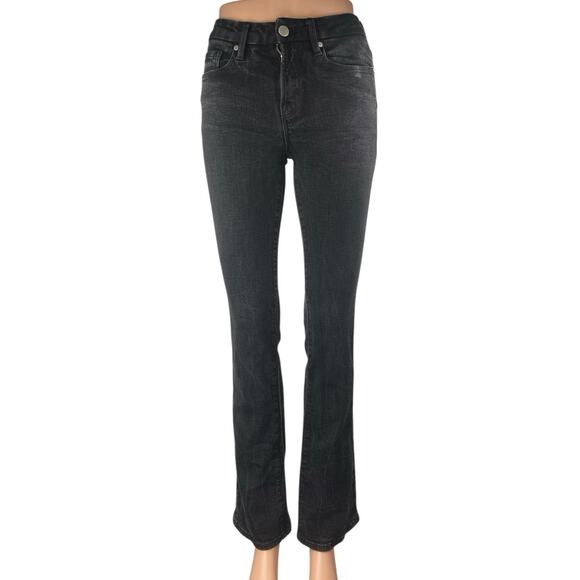 Zara Women's Black Mid Rise Slim Fit Flared Bootcut Leg Denim Jeans Pants Size 2 - Picture 1 of 5